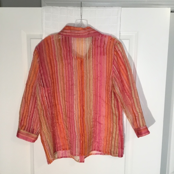 Notations Ladies Sheer Button Down Blouse Multi Color Size L - Picture 2 of 3